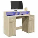 Kirjutuslaud LED-tuledega, sonoma tamm, 120x55x91 cm, tehispuit