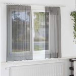 Voile kardinad varrastaskutega 2 tk, tumehall
