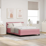 Kontinentaalvoodi madratsi ja peatsiga roosa 160 x 200 cm samet