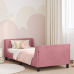 Laste voodiraam peatoega peaga Roosa 90 x 190 cm Samet