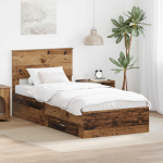 Voodiraam peatsiga sahtliga Vana puit 90 x 200 cm Tehispuit