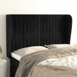 Voodipeats servadega, must, 147x23x118/128 cm, samet