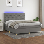 Kontinentaalvoodi madrats ja LED, tumehall, 180x200 cm, kangas