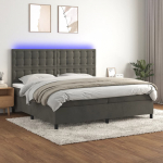 Kontinentaalvoodi madrats ja LED, tumehall, 200x200 cm, samet