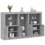 Puhvetkapp LED-tulega, betoonhall, 162 x 37 x 100 cm