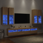 7-osaline teleri seinakappide komplekt LED-tuledega, sonoma