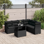 7-osaline aiadiivani komplekt patjadega, must, pol&uuml;rotang