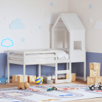 K&otilde;rge voodi, katusega, valge, 75 x 190 cm, m&auml;nnipuit