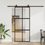 L&uuml;kanduks riistvara komplektiga must 90x205 cm karastatud klaas