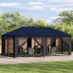 Paviljon k&uuml;lgseinadega 6 x 3 m Sinine Pol&uuml;ester ja teras 190