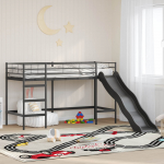 Laste loft-Voodiraam koos kelguga Must ja Anthracite