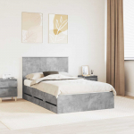 Voodiraam sahtliga peaga betoonhall 135 x 190 cm inseneripuit