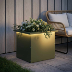 LED-valgustusega lillekast oliiviroheline 30 x 40 x 30 cm teras
