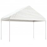 Katusega varjualune, valge, 4,08 x 2,23 x 3,22 m, pol&uuml;et&uuml;leen