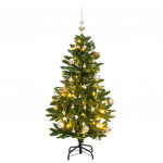 Hingedega kunstkuusk 150 LEDi ja j&otilde;ulukuulidega, 120 cm