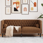 2-KOHALINE CHESTERFIELD DIIVAN RULLPATJADEGA KUNSTSEEMISNAHK