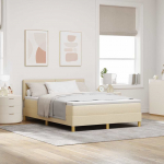 LED Voodi madratsiga peaga cream 140 x 190 cm kangas