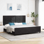 Voodiraam peatsiga must 200 x 200 cm samet