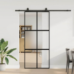 L&uuml;kanduks riistvara komplektiga must 90x205 cm karastatud klaas