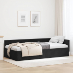 Nurga voodiraam peatsiga Must 90 cm x 190 cm Samet