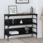 Konsoollaud riiuliga must tamm 100 x 32 x 75 cm tehispuit