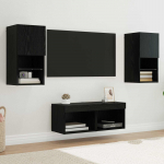TV Seinakapid LED-ribatuledega 4 tk Must tamm Tehispuit