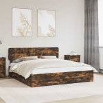 Voodiraam peatsiga Suitsetatud tamm 200 x 200 cm Tehispuit