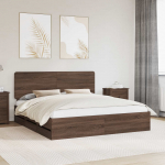 Voodi raam sahtliga peaga pruun tamme 200 x 200 cm inseneripuit