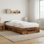 Voodiraam ladustamisega Vana puit 80 x 200 cm Tehispuit