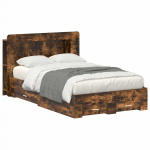 Voodiraam ladustamisega Suitsutatud tamm 120 x 190 cm Tehispuit