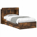 Voodiraam ladustamisega Suitsutatud tamm 100 x 200 cm Tehispuit