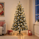 Kunstlik kokkupandav j&otilde;ulupuu 180 cm 300 LED-i Soe valge