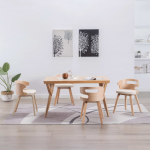 S&ouml;&ouml;gitoolid 4 tk, kreemjasvalge, painutatud puit ja kunstnahk