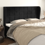 Voodipeats servadega, must, 203x23x118/128 cm, samet