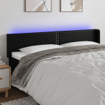LED-voodipeats, must, 203x16x78/88 cm, kunstnahk