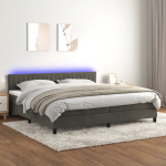 Kontinentaalvoodi madrats ja LED, tumehall, 200x200 cm, samet
