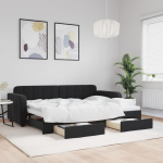 DIIVANVOODI V&Auml;LJAT&Otilde;MMATAVA OSAGA, MUST, 80X200 CM, SAMET
