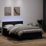 Kontinentaalvoodi madrats ja LED, must, 160x210 cm, samet