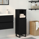 Vannitoa kapp riiuliga must tamm 30 x 30 x 100 cm tehispuit