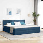 Voodi hoiukohaga ja madratsiga Sinine 200 x 200 cm Tehispuit