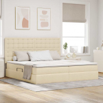 Voodi hoiukohaga ja madratsiga Kreem 200 x 200 cm Pol&uuml;ester