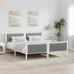 Voodiraam peatsiga Valge ja helehall 180 x 200 cm M&auml;nnipuit