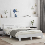 Voodiraam LEDiga peaga Valge 137 x 190 cm Tehispuit