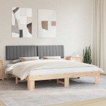 Voodiraam Pehme Peatoega peaga Helehall 200 x 200 cm Tahke m&auml;nd