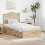 Voodiraam peatsiga sahtliga Sonoma tamm 90 x 190 cm Tehispuit
