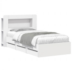 Voodiraam ladustamisega sahtliga Valge 80 x 200 cm Tehispuit