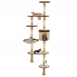 Sisalk&ouml;itega kraapimispuudega kassimaja, 194 cm, beež ja pruun