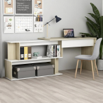 Nurga kirjutuslaud, valge, sonoma tamm 200x50x76 puitlaastplaat