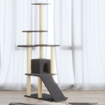 Kassimaja sisalk&ouml;itega kraapimispostidega, tumehall, 155 cm