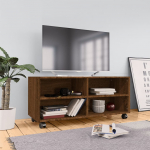 Ratastega telerikapp, pruun tamm, 90 x 35 x 35 cm, tehispuit